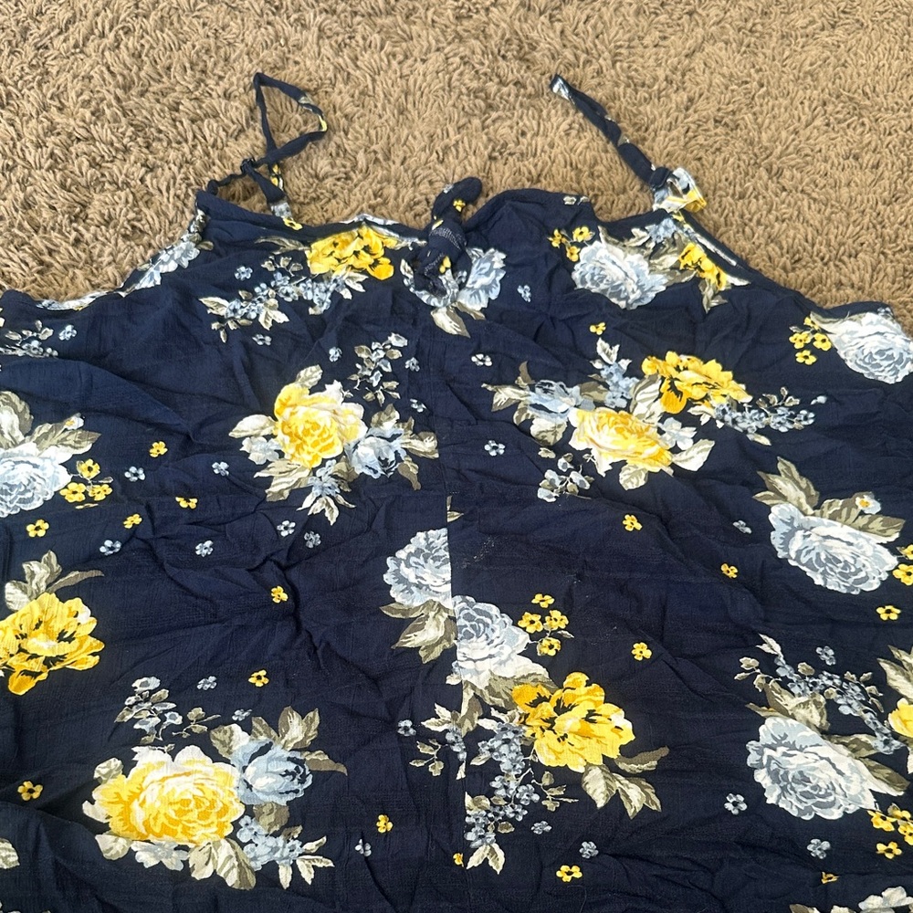 Torrid Navy and Yellow Floral tank